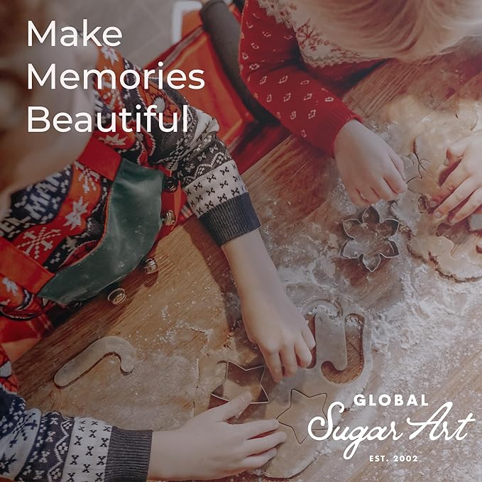 Global Sugar Art Small Poinsettia Christmas Kit Sugar Cake Flowers & Holly Leaf Sprays, 3 Piece set