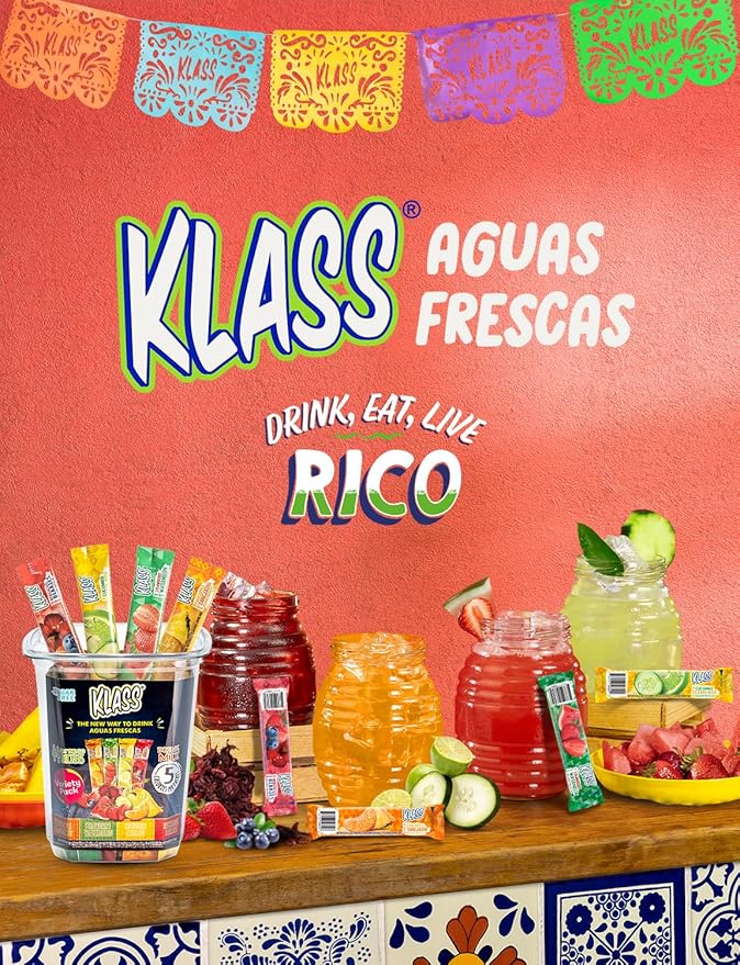 Klass Aguas Frescas Powdered Drink Mix | 44 Sugar Free Powder Packets | Flavors - Cucumber Limeade