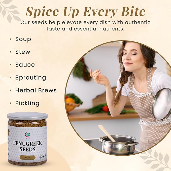 Fenugreek Seeds 14oz, 100% Pure & Natural Methi Seeds, Premium Quality, fenogreco en semillas, For