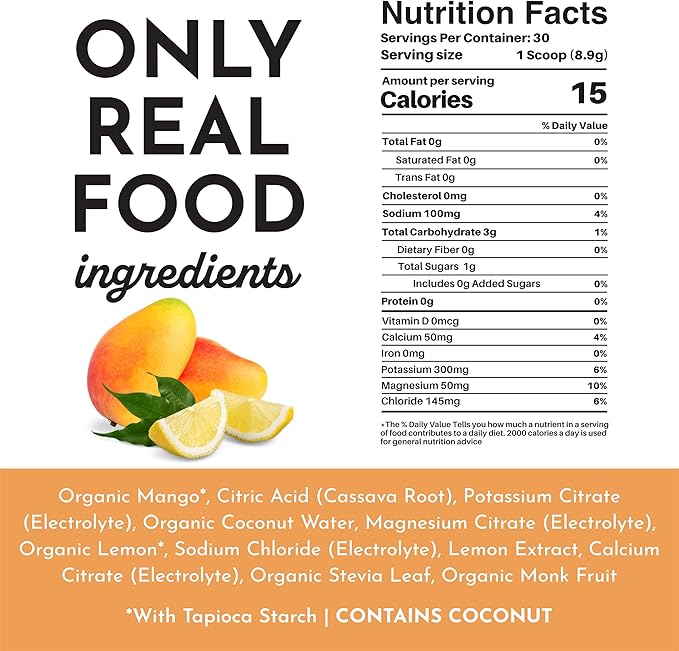 Mango Lemonade Electrolytes ??30?‘Serving Hydration Drink Mix with Coconut Water, Sea Salt, and
