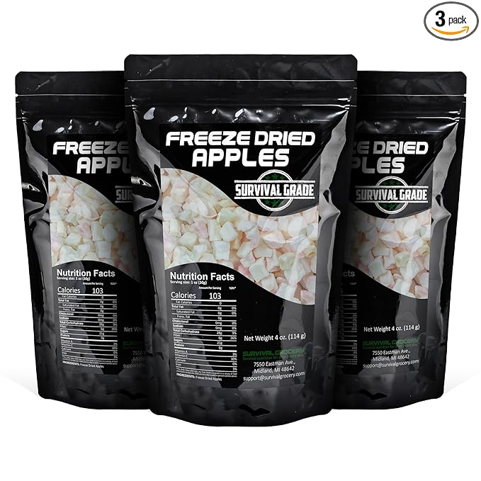 Survival Grocery® Freeze Dried Apples - Non-GMO, Gluten-Free, Unsweetened Diced Apple Pieces
