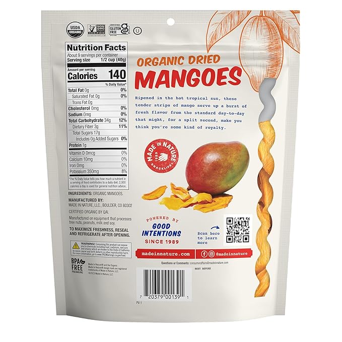 Made In Nature Organic Dried Mangoes, 12 Ounce (Pack of 1) ??Vegan Snack, Non-GMO, Unsulfured