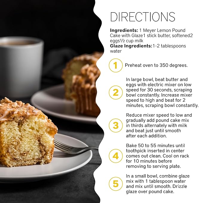 Southern Living Meyer Lemon Pound Cake Mix, Gourmet, Moist, Buttery Flavor with Easy Glaze, Perfect