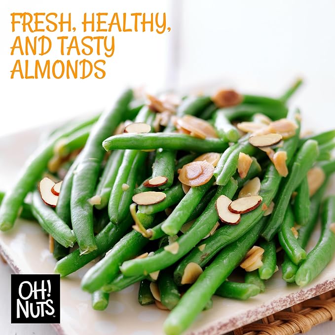 Oh! Nuts Raw Natural Sliced Almonds - 100% Natural - Sliced Almonds - 1.5 lb - Almonds Raw - Packed