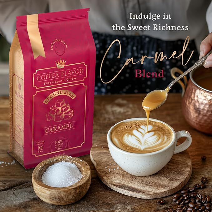Flavored Ground Coffee ??Caramel, 100% Arabica, Single Origin, Medium Roast, USDA Organic