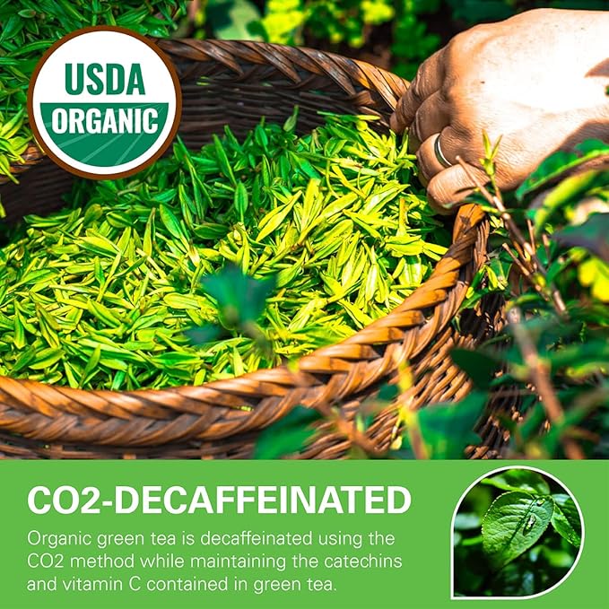 WT WEETEE Organic Decaf Green Tea Bags, Organic Green Tea 200 Count | CO2-Decaffeinated | Super