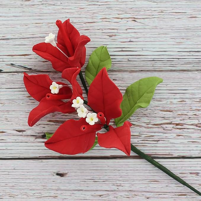Global Sugar Art Exquisite Red Bougainvillea Sugar Cake Flowers, 6 Count by Chef Alan Tetreault