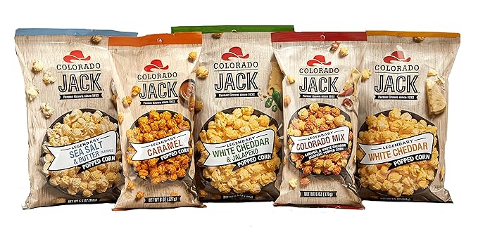 Gourmet Flavored Popcorn - Colorado Jack Popped Corn in 5 Legendary Flavors (Legendary Caramel