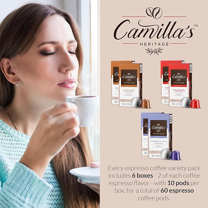 Camilla’s Heritage - Intensity 8 Flavored Espresso Coffee Spiced Variety Pack (Caribbean Spice