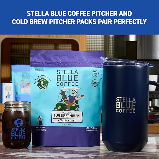 Stella Blue Cold Brew Coffee Packets, Cinnamon Sugar Donut, Medium Roast Ground Coffee, Warm