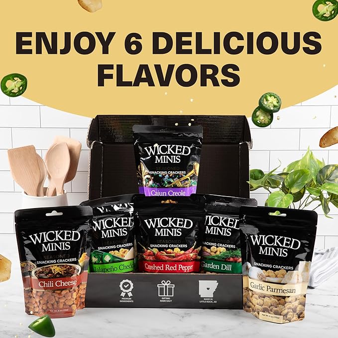 Wicked Minis Soup & Oyster Crackers - Saltine & Salted Flavored Mini Puffed Soup, Savory Snacking