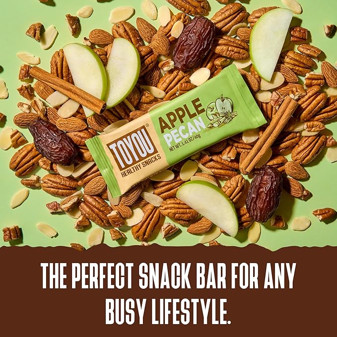 ToYou Chewy Fruit and Nut Bars - Healthy Protein Snacks | Apple Pecan - 1.41 Ounce (Pack of 12) |