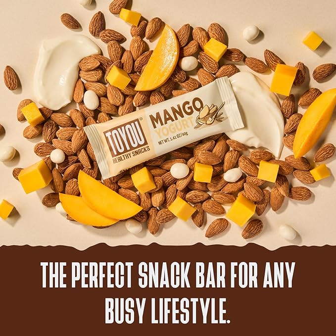 ToYou Chewy Fruit and Nut Bars - Healthy Protein Snacks | Mango Yogurt - 1.41 Ounce (Pack of 12) |