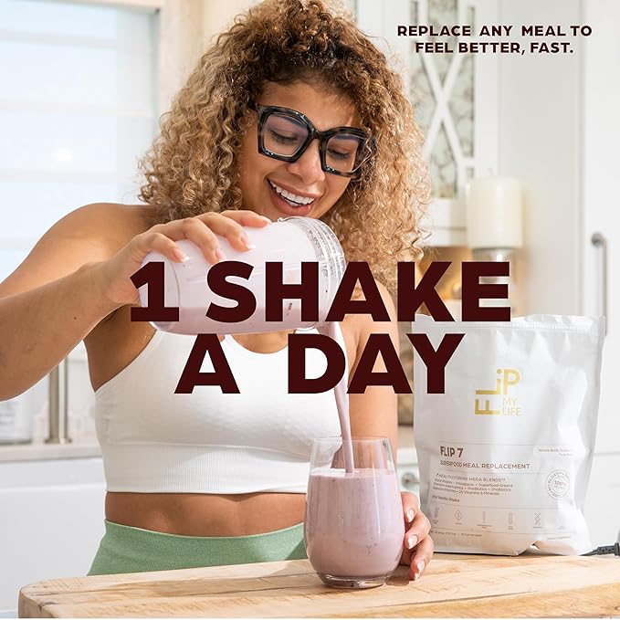 Flip 7 Natural SuperFood, Plant-Based Protein, Complete Meal Replacement to Support Healthy Gut, 7