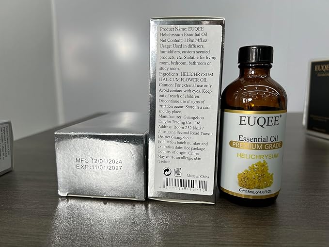 Helichrysum Essential Oil 4 oz/118 ml Large Bottle Premium Helichrysum Oil with Glass Dropper