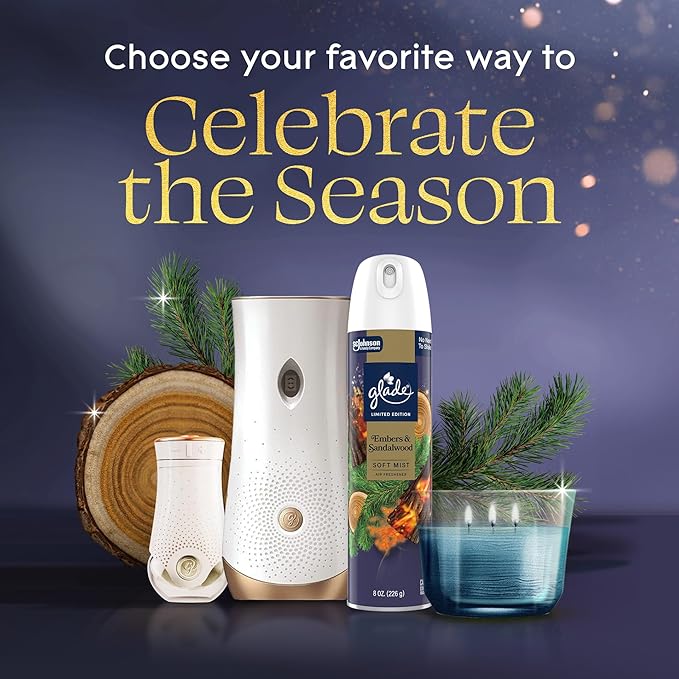 Glade Automatic Spray Refill, Embers & Sandalwood, Scented Air Freshener for Home and Bathroom, 6.2