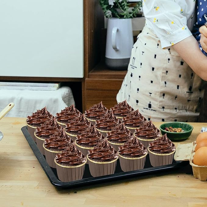 Muffin Cups with Lids 100Pack,Free-Air 3.5Oz Foil Cupcake Liners,Mini Muffin Liners Cupcake Baking