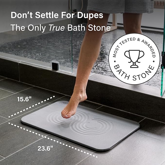 Dorai Home Bath Stone Mat 23.6"x15.4" – Quick-Dry, Non-Slip Diatomite Stone Bath Mat for Bathroom