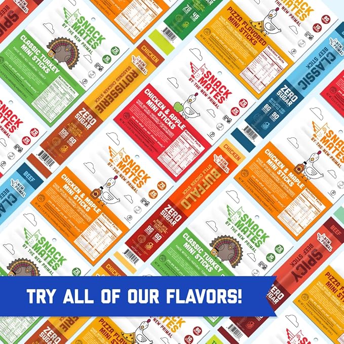 New Primal Snack Mates Chicken & Apple Sticks, Gluten Free Healthy Snacks for Kids, Low Sugar High