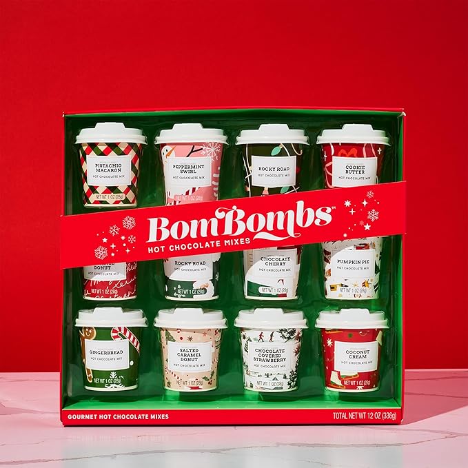 BomBombs Mini Hot Chocolate Gift Set with Holiday Packaging, Dessert Flavors Include Rocky Road