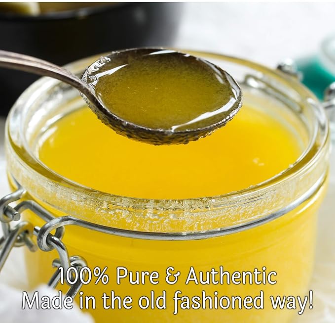 Organic Grass Fed Ghee 16 Ounce - Mantra Infused, Traditional Ayurvedic Method - Non GMO Pasture