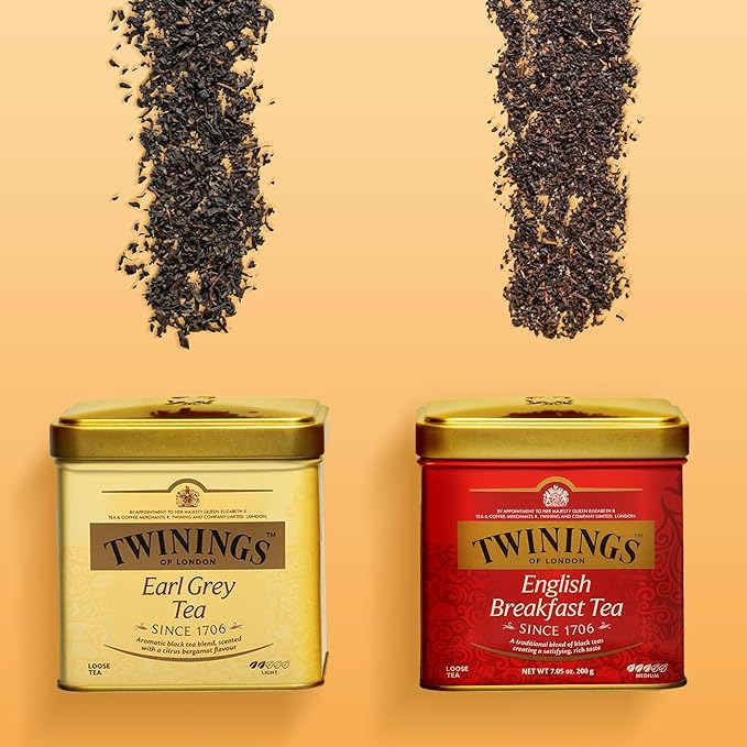 Twinings Earl Grey Loose Black Tea Tins, 7.05 Ounce Tins (Pack of 6), Flavoured with Citrus and