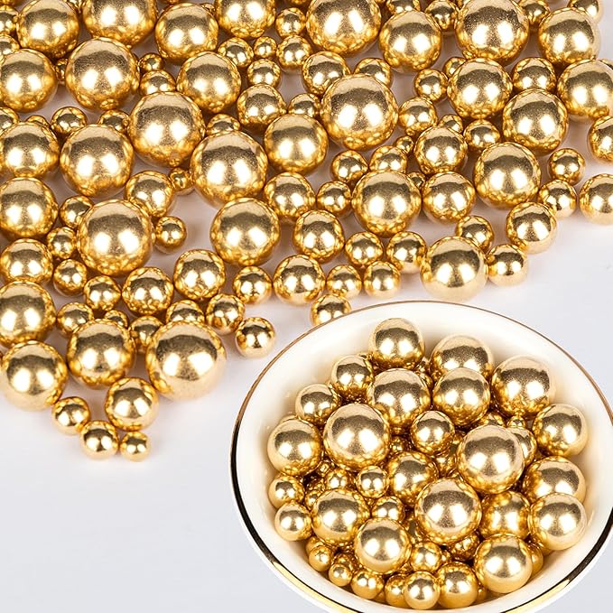 Gold Pearl Sprinkles,Candy Pearls for Baking,Sprinkle Mix Size,Edible Sugar Cake