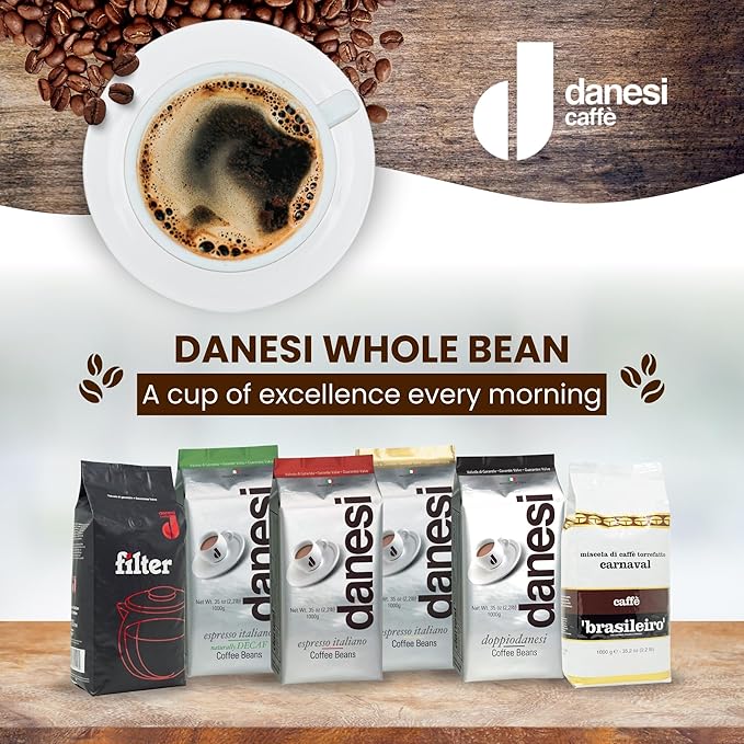 Danesi Caffe Italian Whole Coffee Beans - Espresso Coffee Beans and Medium Roast Whole Bean