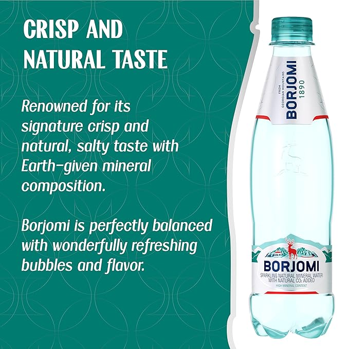 BORJOMI Sparkling Mineral Water, Bottled from Georgian Volcanic Springs, Naturally Carbonated