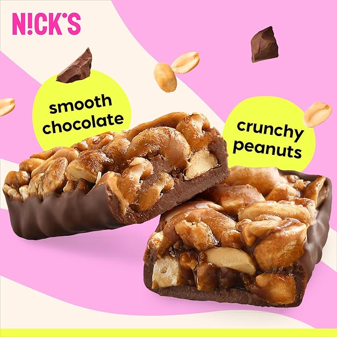 NICK'S Peanut Chocolate Snack Bar, Keto Nut Snack for Sports, Hiking & Outdoor Activities, 1G