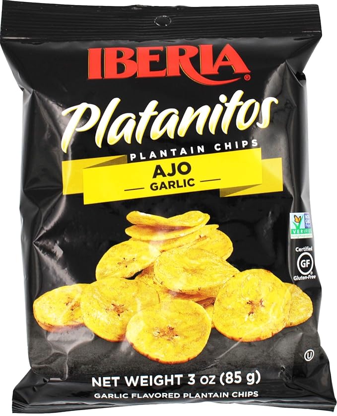 Iberia Garlic Plantain Chips, 3 Ounce (Pack of 24)