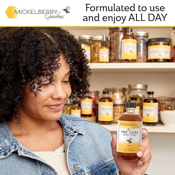 Mickelberry Gardens Fire Cider Apple Cider Vinegar Honey Tonic with Organic Turmeric Root, Ginger