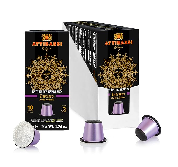 Attibassi Intenso – 100 Espresso Capsules – Compatible with Original Line Machines – Strong Italian