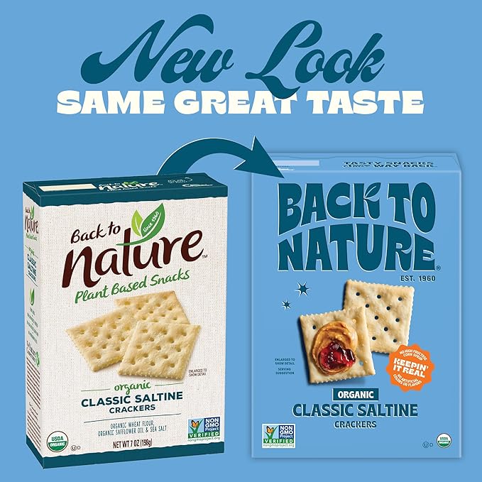 Back to Nature - Organic Saltine Crackers - Real Ingredients like Wheat Flour & Sea Salt - Non-GMO