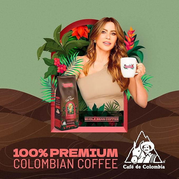 Dios Mio Coffee by Sofia Vergara, Dark Roast, Whole Bean Premium Colombian Coffee, 12 Ounce Bag