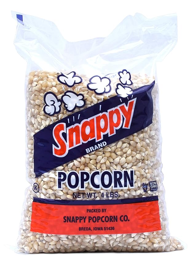 Snappy White Popcorn Kernels for Popping with Popcorn Machine, Air Popper or Stove Top, 4lb Bags, 6