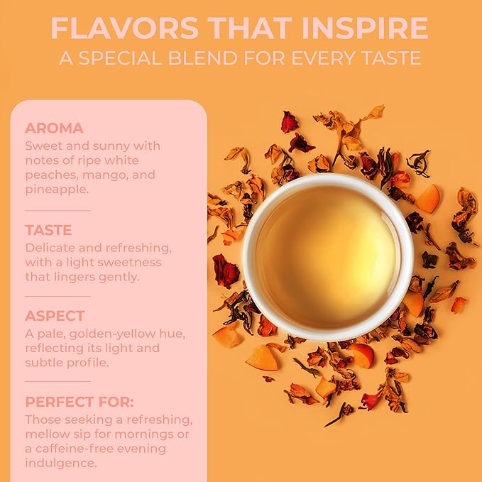 Katy?™s Peach Bellini Loose Leaf Tea | Fruity & Refreshing Light White Herbal Tea | Apple, Peach &