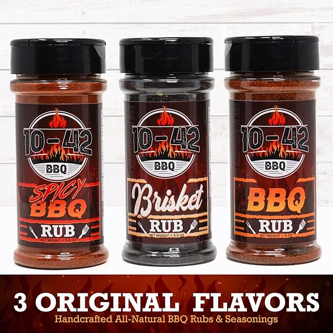 10-42 BBQ Variety Pack Barbecue Dry Rub Seasoning Set - Southern BBQ Taste 3 Pack - for Ribs