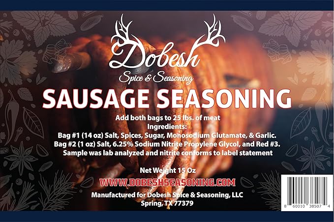 Dobesh Sausage Seasoning Mix with Cure - Czech Flavor Sausage Seasoning Mix for Venison, Beef