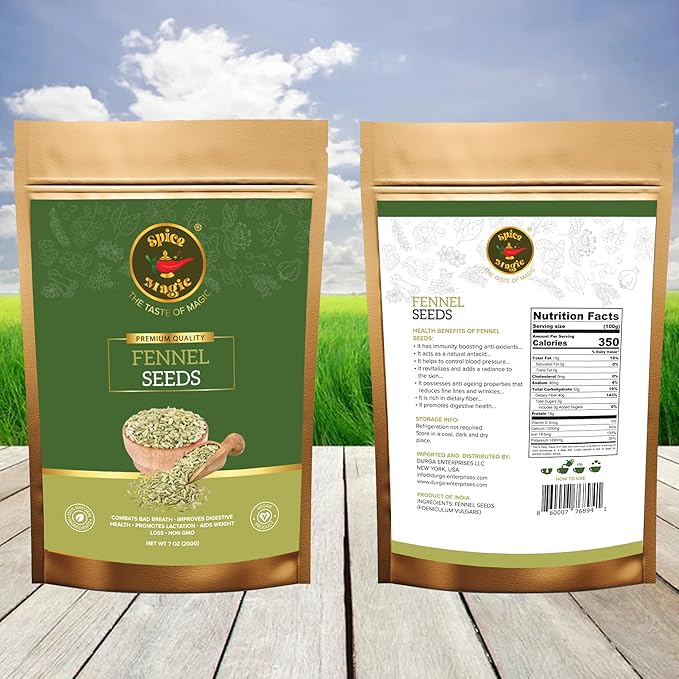 Spice Magic Fennel Seeds | Whole Fennel Seed 7oz (200g), 100% Natural, Fresh, Gourmet Spices and