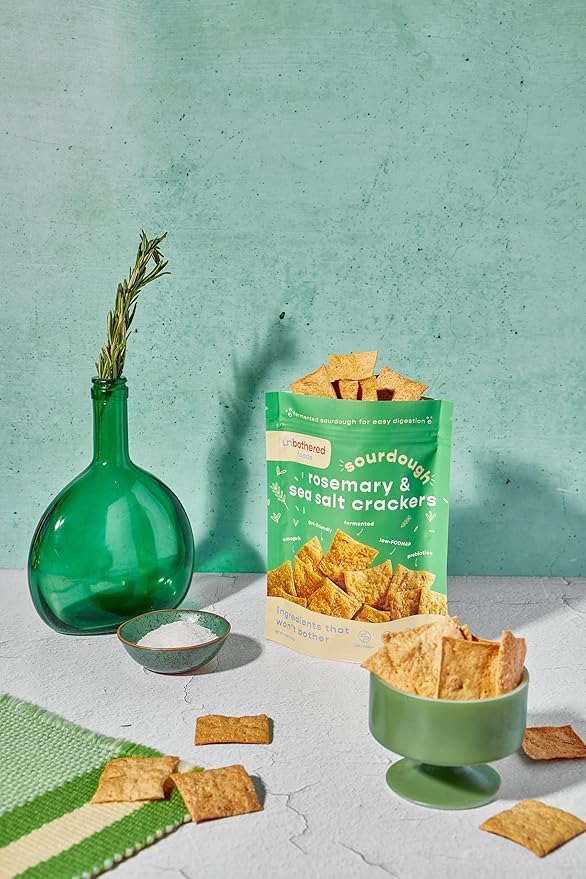 Unbothered Foods Rosemary & Sea Salt Sourdough Crackers - Gut-Friendly & Easy to Digest, Non-GMO