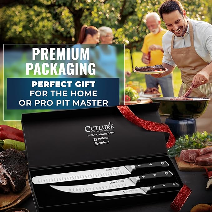 Cutluxe Butcher Knife Set – BBQ Brisket, Breaking & Boning Knife – Slicing Carving Knife Set for