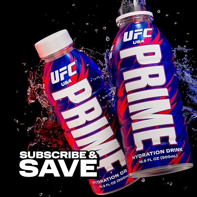 PRIME Hydration UFC, Sports Drinks, Electrolyte Enhanced for Replenishing Fluids, 250mg BCAAs, B