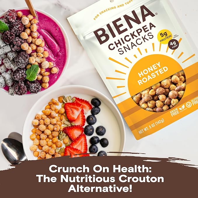 BIENA Chickpea Snacks - Crunchy Roasted Chickpeas - High Fiber Protein Snacks for Adults and Kids
