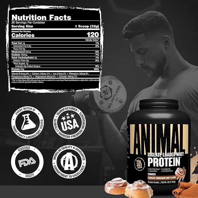 Animal Whey Isolate Protein Powder - Loaded for Pre & Post Workout Muscle Builder and Recovery with