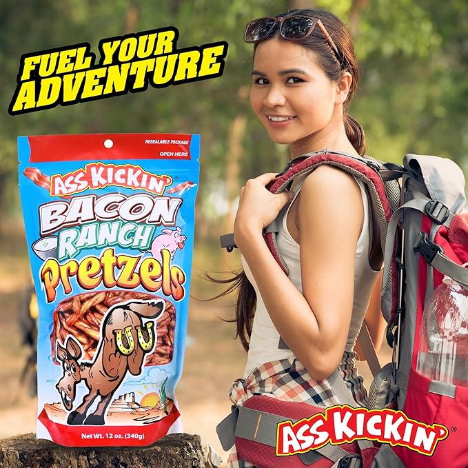 ASS KICKIN??Pretzels 12 Ounce Size Flavor Pack Seasoned Pretzel Twists (12oz, Bacon)