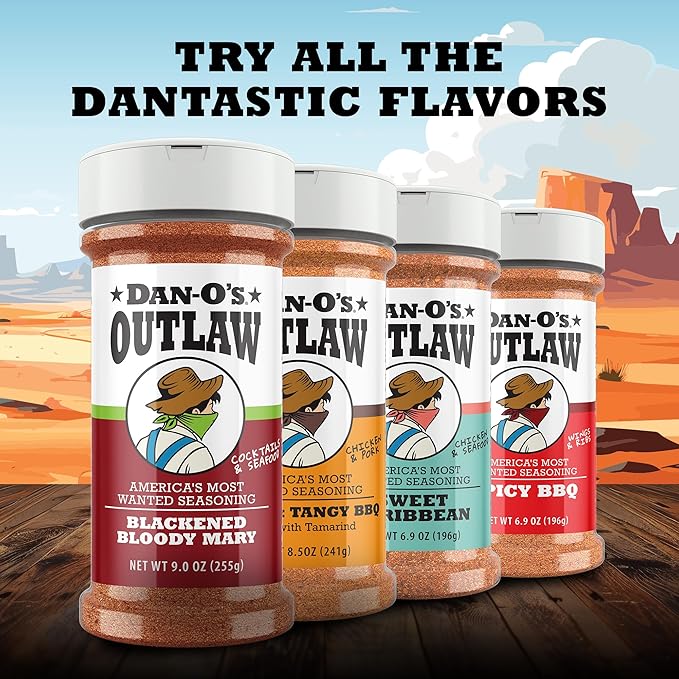 Dan-O's Outlaws Blackened Bloody Mary Seasoning, 9 oz Bottle, All Purpose Seasoning for Chicken
