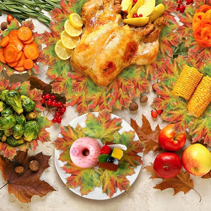 100 Pieces Parchment Fall Leaves Thanksgiving Cheese Paper Parchment Autumn Leaves Double Sided