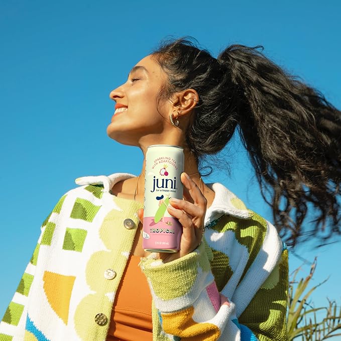 Juni Sparkling Adaptogen Drink with Ashwagandha, Lion’s Mane & Reishi Mushrooms | Green Tea for