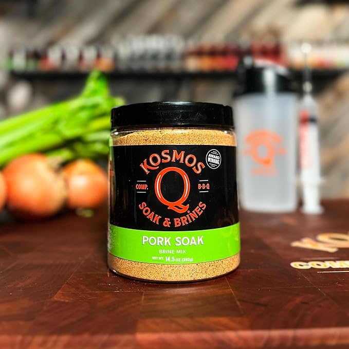 Kosmos Q Pork Brine Soak & Seasoning, Sweet Brown Sugar & Worcestershire Infusion For Pork Chops